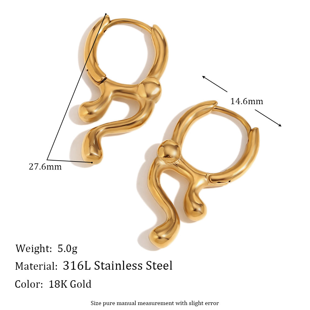 1 Pair Simple Style Classic Style Solid Color Plating Stainless Steel 18k Gold Plated Earrings