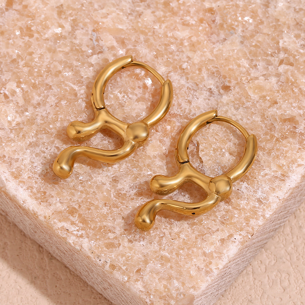 1 Pair Simple Style Classic Style Solid Color Plating Stainless Steel 18k Gold Plated Earrings