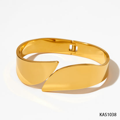 Simple Style Solid Color Stainless Steel Polishing Plating 14k Gold Plated White Gold Plated Gold Plated Bangle