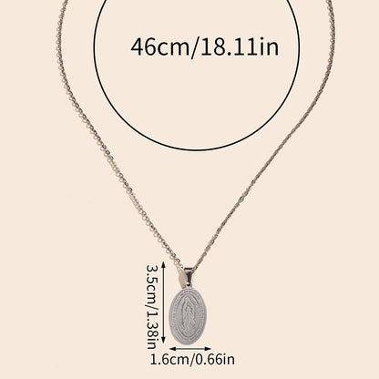 Elegant British Style Human Oval Stainless Steel Pendant Necklace