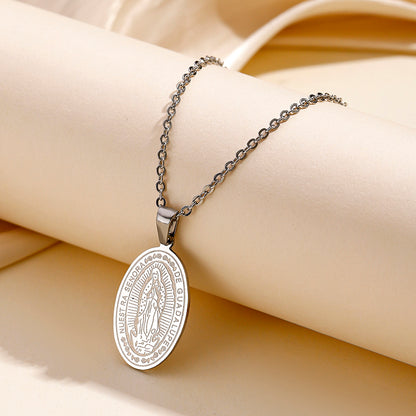 Elegant British Style Human Oval Stainless Steel Pendant Necklace