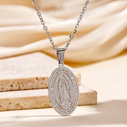 Elegant British Style Human Oval Stainless Steel Pendant Necklace