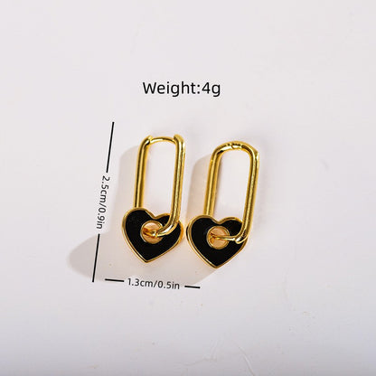 1 Pair Simple Style Heart Shape Enamel Plating Copper 18k Gold Plated Drop Earrings