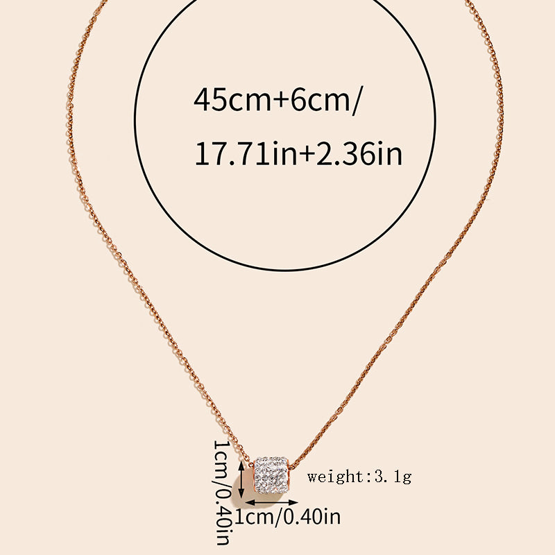 Simple Style Round Stainless Steel Inlay Zircon Necklace