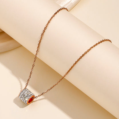 Simple Style Round Stainless Steel Inlay Zircon Necklace