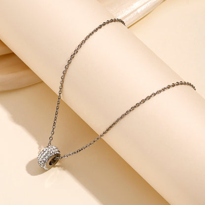 Simple Style Round Stainless Steel Inlay Zircon Necklace