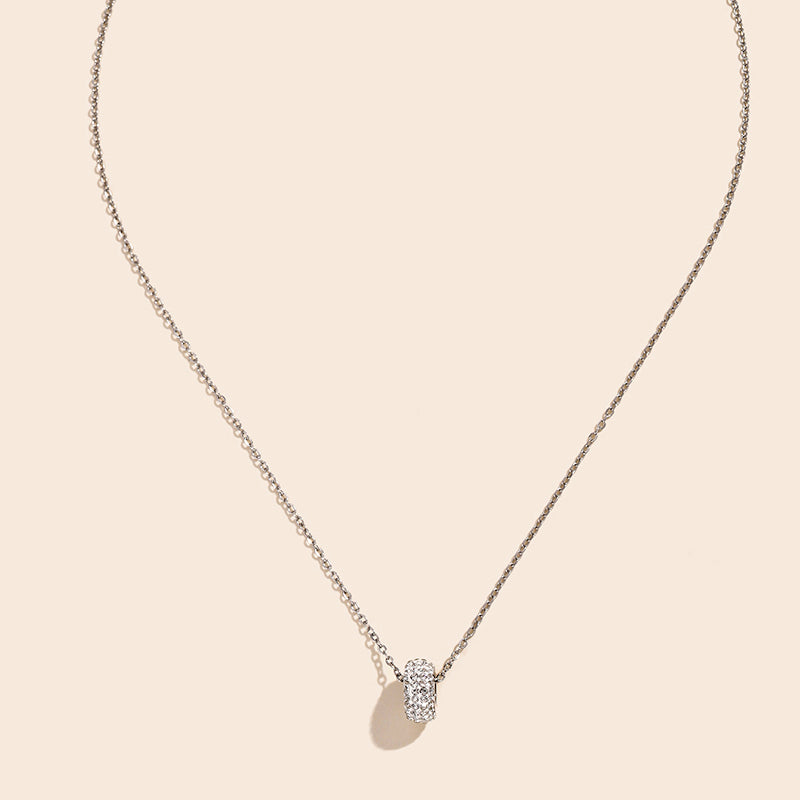 Simple Style Round Stainless Steel Inlay Zircon Necklace