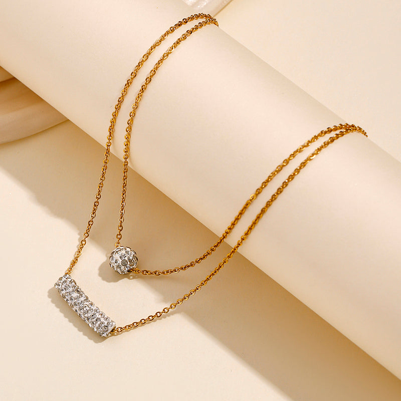 Simple Style Round Stainless Steel Inlay Zircon Necklace