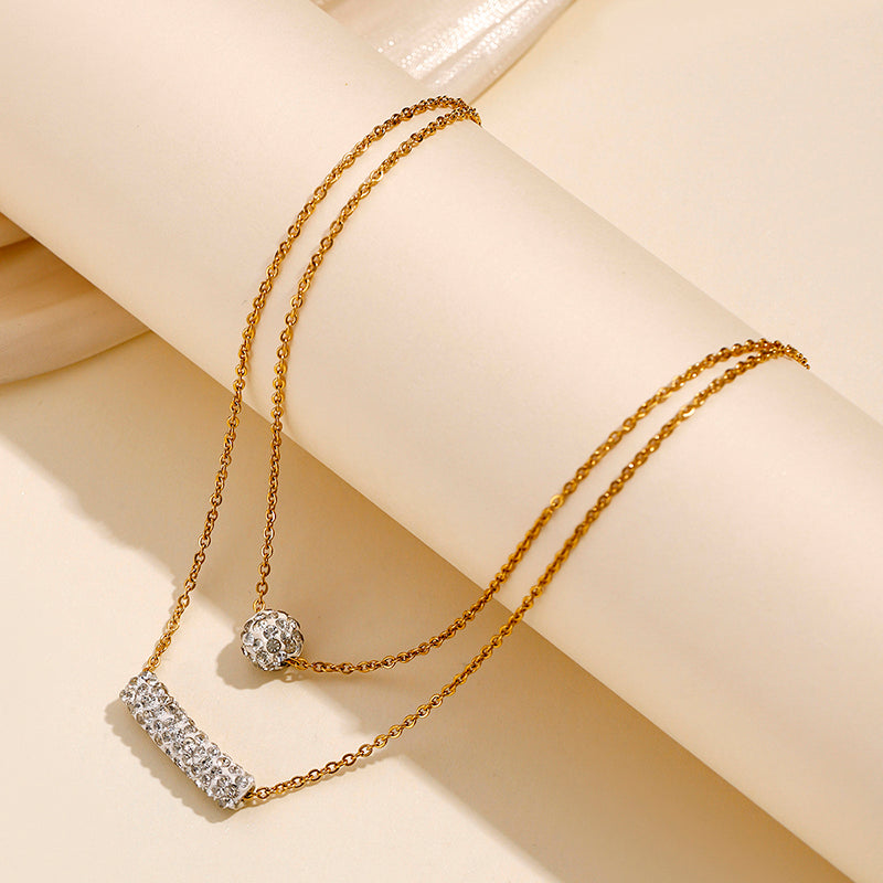 Simple Style Round Stainless Steel Inlay Zircon Necklace