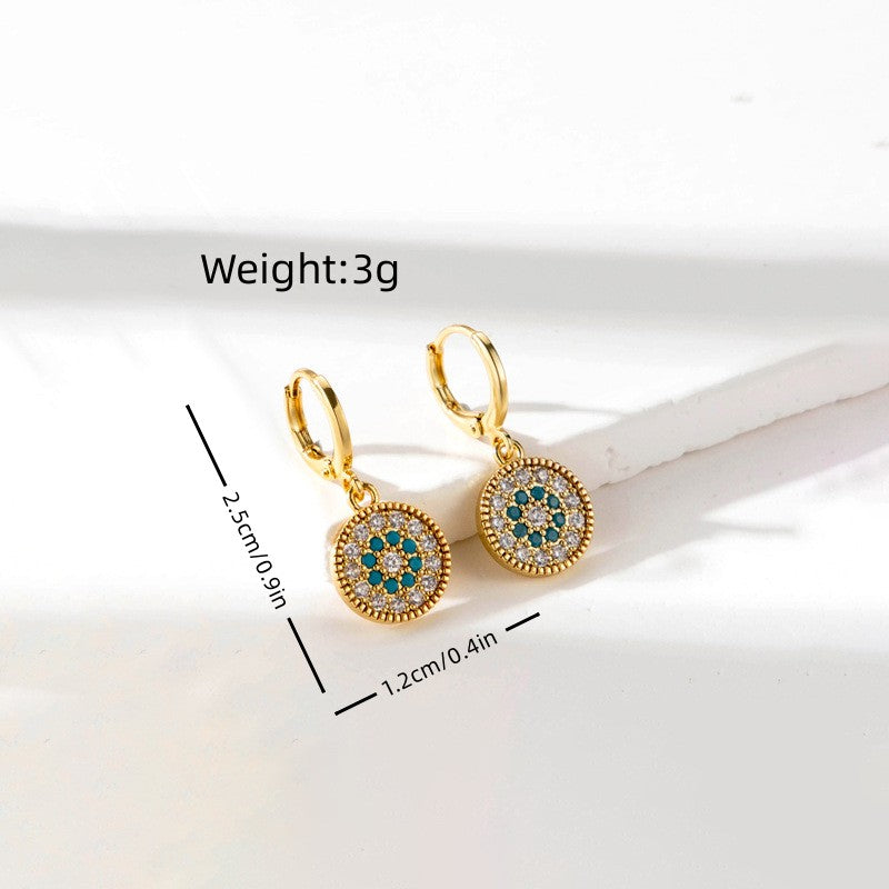 1 Pair Simple Style Round Plating Inlay Stainless Steel Zircon 18k Gold Plated Drop Earrings