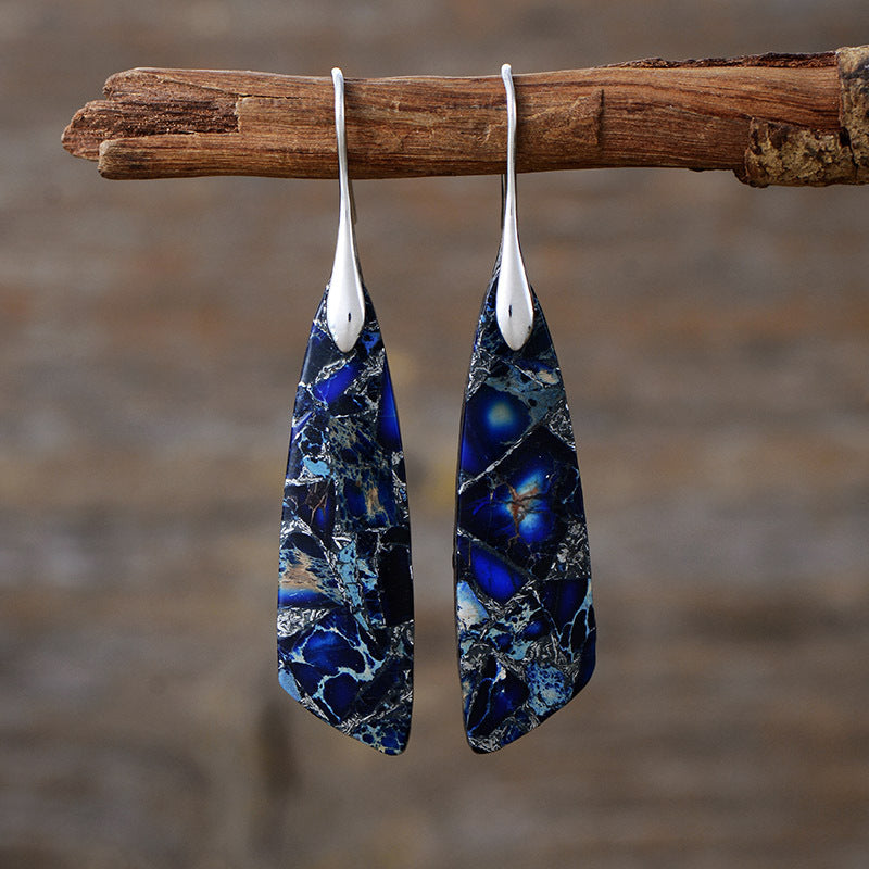 1 Pair Classic Style Color Block Patchwork Natural Stone Drop Earrings