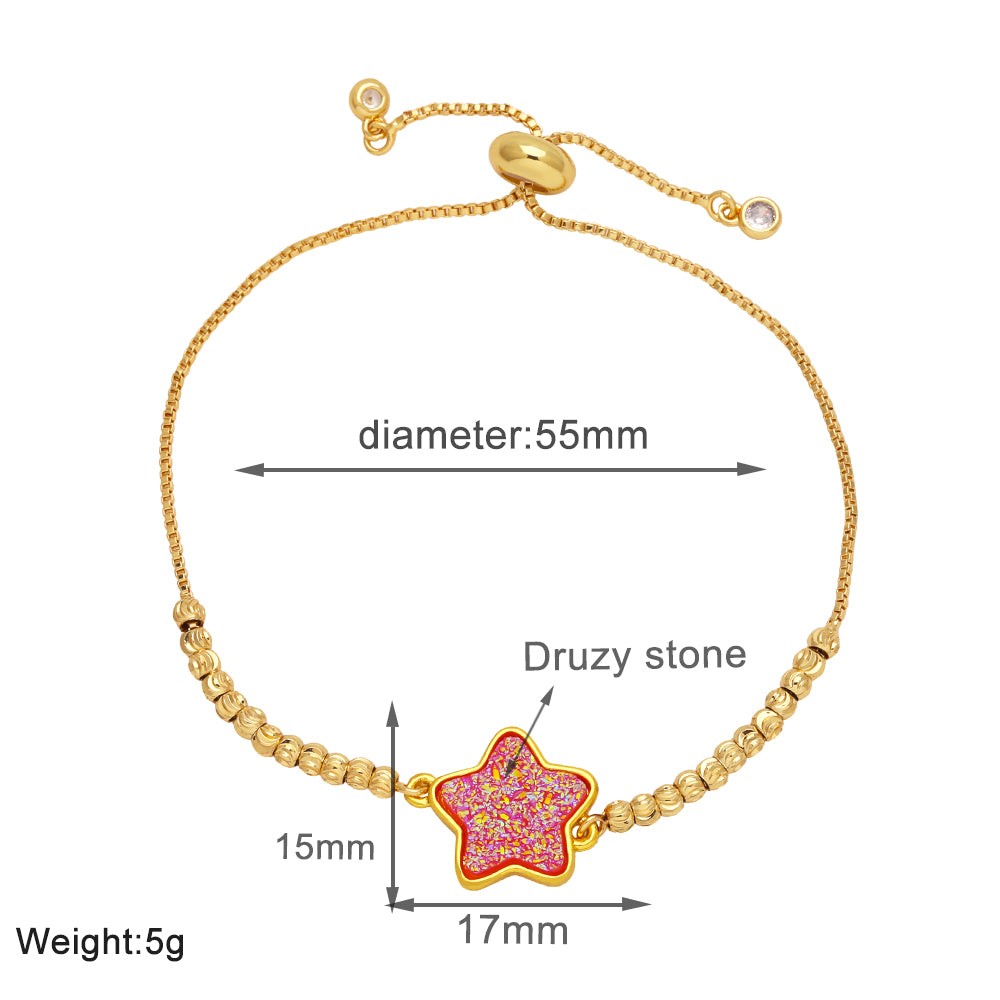 Modern Style Simple Style Pentagram Copper Plating 18k Gold Plated Bracelets