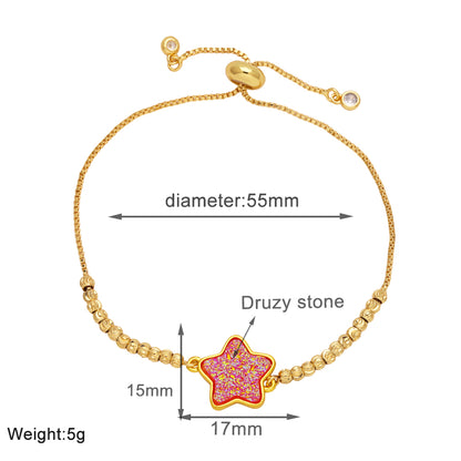 Modern Style Simple Style Pentagram Copper Plating 18k Gold Plated Bracelets