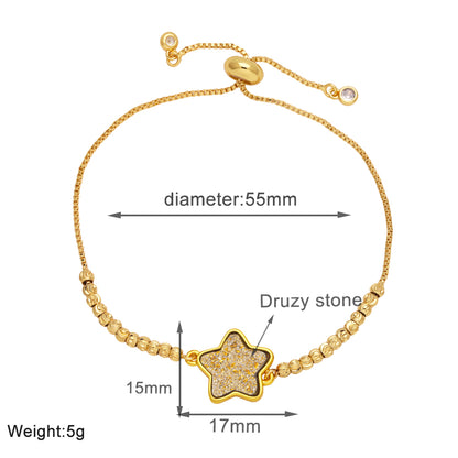 Modern Style Simple Style Pentagram Copper Plating 18k Gold Plated Bracelets