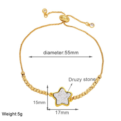 Modern Style Simple Style Pentagram Copper Plating 18k Gold Plated Bracelets