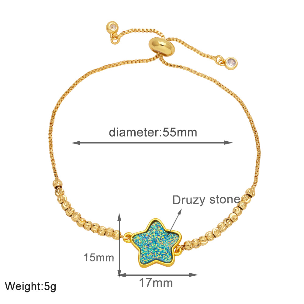 Modern Style Simple Style Pentagram Copper Plating 18k Gold Plated Bracelets