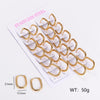 12 Pairs Simple Style Solid Color Asymmetrical Plating Stainless Steel 18k Gold Plated Hoop Earrings