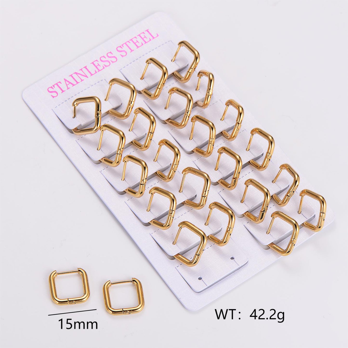 12 Pairs Simple Style Solid Color Asymmetrical Plating Stainless Steel 18k Gold Plated Hoop Earrings