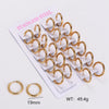 12 Pairs Simple Style Solid Color Asymmetrical Plating Stainless Steel 18k Gold Plated Hoop Earrings