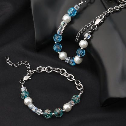 Casual Modern Style Simple Style Round Stainless Steel Beaded Luminous Bracelets Necklace