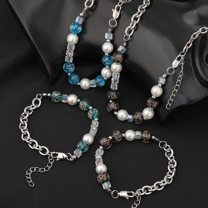 Casual Modern Style Simple Style Round Stainless Steel Beaded Luminous Bracelets Necklace