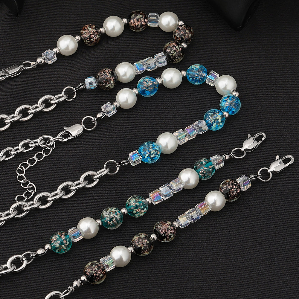 Casual Modern Style Simple Style Round Stainless Steel Beaded Luminous Bracelets Necklace