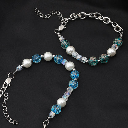 Casual Modern Style Simple Style Round Stainless Steel Beaded Luminous Bracelets Necklace