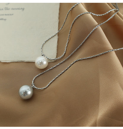 Simple Style Round Pearl Glass Bead Titanium Steel Plating 18k Gold Plated Necklace