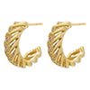 1 Pair Ig Style Casual Simple Style C Shape V Shape Plating Hollow Out Inlay Brass Zircon 18k Gold Plated Ear Studs