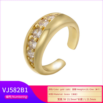 Vintage Style Simple Style Irregular Red Heart Petal Copper Plating Inlay Zircon 18k Gold Plated Open Rings