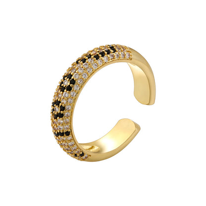 Punk Snake Pattern Leopard Copper Plating Inlay Zircon 18k Gold Plated Open Rings