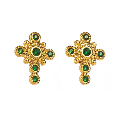 1 Pair Vintage Style Modern Style Simple Style Cross Inlay Stainless Steel Rhinestones Ear Studs