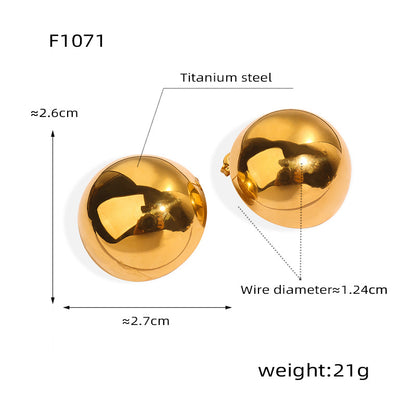 1 Pair Elegant Simple Style Round Polishing Plating Titanium Steel 18k Gold Plated Ear Studs