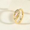 Wholesale Simple Style Classic Style Devil's Eye Copper Enamel Plating Inlay 14k Gold Plated Zircon Adjustable Ring