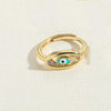 Wholesale Simple Style Classic Style Devil's Eye Copper Enamel Plating Inlay 14k Gold Plated Zircon Adjustable Ring