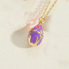 Retro Simple Style Oval Copper Enamel Plating Inlay Zircon 14k Gold Plated Pendant Necklace