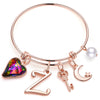 Elegant Letter Heart Shape Key Stainless Steel Plating 14k Gold Plated Bangle