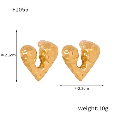 1 Pair Elegant Heart Shape Patchwork Plating Titanium Steel 18k Gold Plated Ear Studs