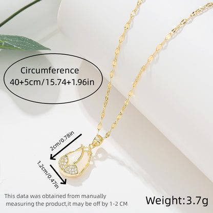 Casual Classic Style Tulip Stainless Steel Plating Inlay Rhinestones Opal Zircon Gold Plated Pendant Necklace