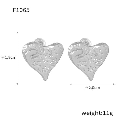 1 Pair Elegant Heart Shape Patchwork Plating Titanium Steel 18k Gold Plated Ear Studs