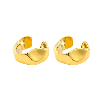 1 Pair Hip-hop Geometric Solid Color Irregular Water Ripples Plating Titanium Steel 18k Gold Plated Ear Cuffs