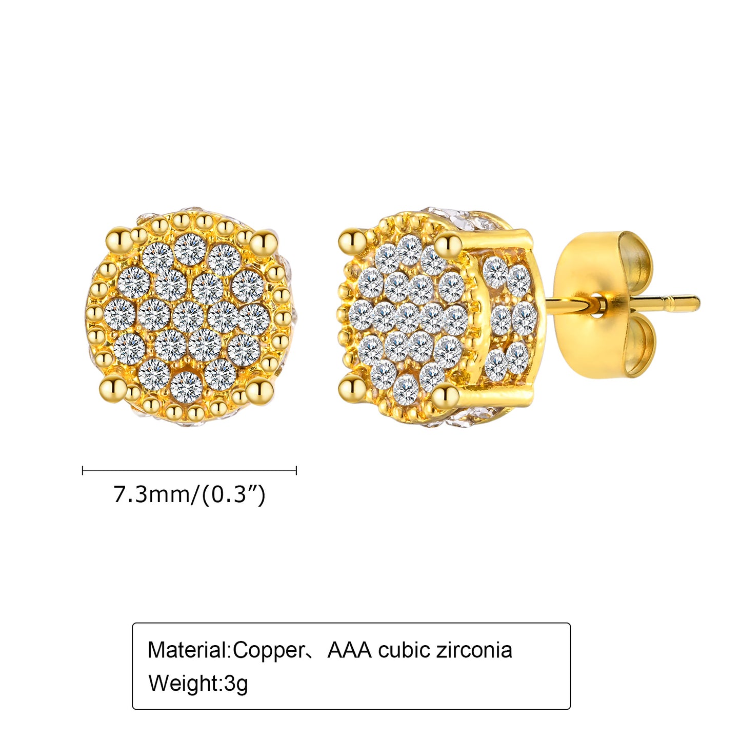 1 Pair Simple Style Solid Color Plating Inlay Stainless Steel Zircon 18k Gold Plated Silver Plated Ear Studs