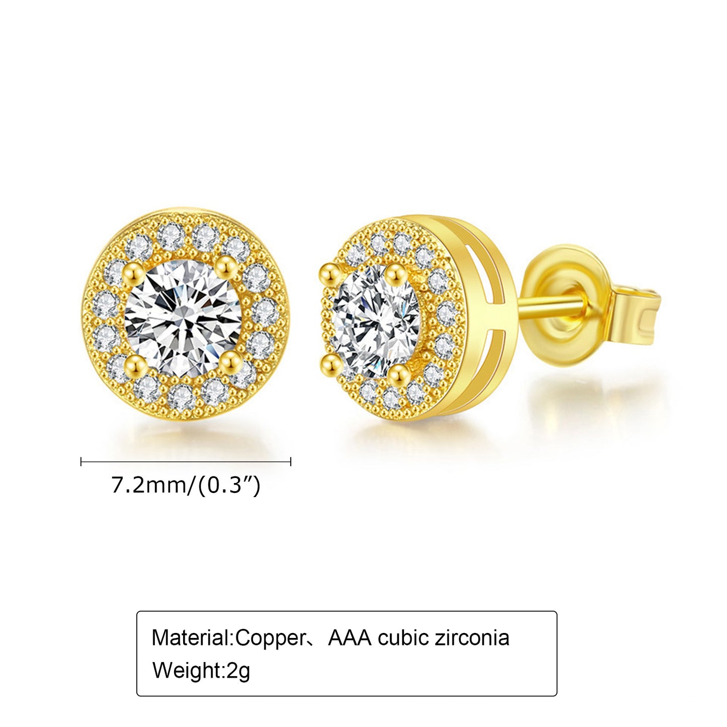 1 Pair Simple Style Solid Color Plating Inlay Stainless Steel Zircon 18k Gold Plated Silver Plated Ear Studs