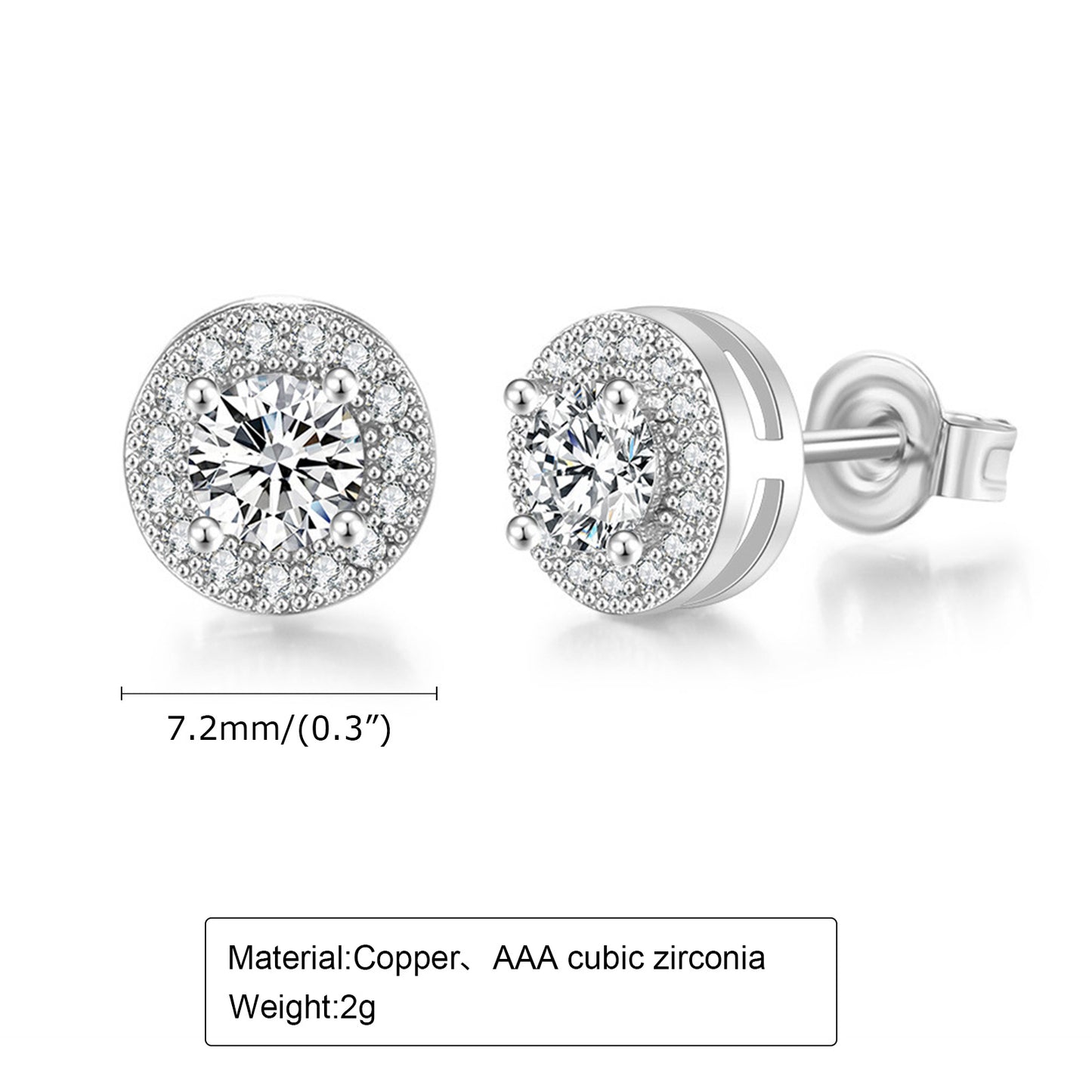 1 Pair Simple Style Solid Color Plating Inlay Stainless Steel Zircon 18k Gold Plated Silver Plated Ear Studs