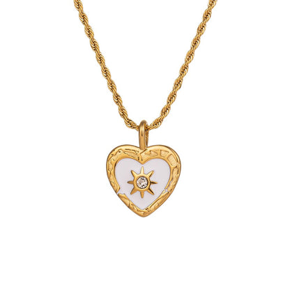 Casual Simple Style Commute Eight Awn Star Titanium Steel Polishing Plating Inlay Artificial Rhinestones 18k Gold Plated Pendant Necklace