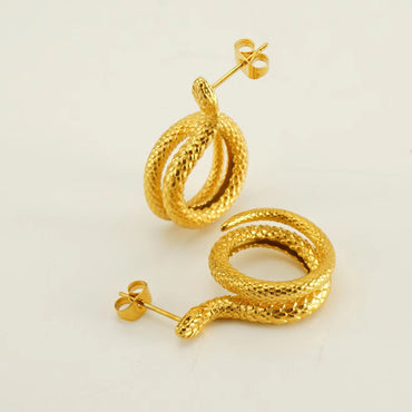 1 Pair Simple Style Snake Polishing Plating Titanium Steel 18k Gold Plated Ear Studs