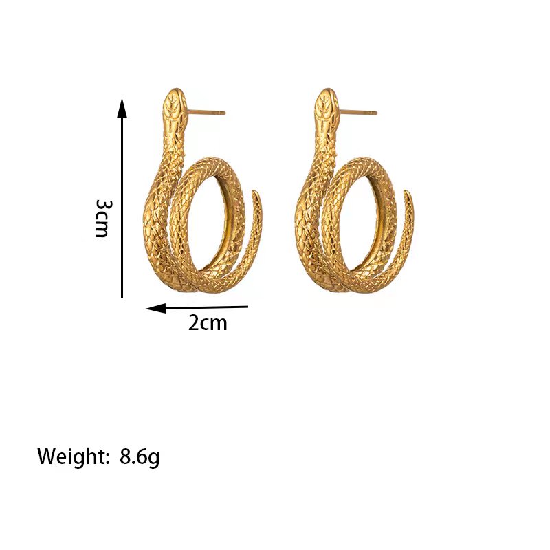 1 Pair Simple Style Snake Polishing Plating Titanium Steel 18k Gold Plated Ear Studs