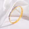 Simple Style Lines Stainless Steel Enamel Inlay Zircon Bangle