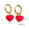 1 Pair Elegant Heart Shape Enamel Plating Stainless Steel 14k Gold Plated Drop Earrings