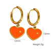 1 Pair Elegant Heart Shape Enamel Plating Stainless Steel 14k Gold Plated Drop Earrings